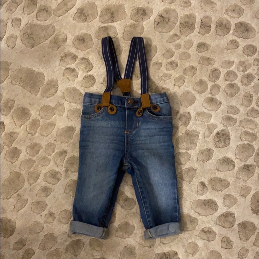 Denim suspenders size 12 months SOLD